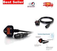 2m UK Power Cable - Durable 3 Pin Plugs, C13 Kettle Lead for All Devices