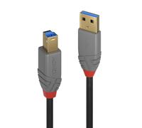 Lindy 2m USB 3.2 Cable. USB-A Male to USB-B 3.0 Male Type B, Monitor Upstream Cable, External Hard Drive, Scanner, Printer, Anthra Line, Black