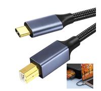 2M USB C to USB B Printer Cable 2.0 Data Connection, Durable Braided Printer Cable Suitable for MacBook Pro/Air, Matebook/Dell/HP/Canon/Scanner, MIDI Controller Keyboard