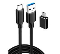 2M USB3.0 to Type C Charger Cable, 10Gbps Data Transfer Fast Charging Lead Compatible with PS5 Controller Xbox Series X/S Switch Switch Lite Devices with Type-C to USB-A OTG Adapter (Black)