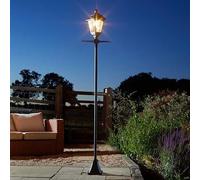 2M Victorian Solar Lamp Post Garden Light 200 Lumen LED Outdoor Lantern | 2M Solar Post Light, Garden Lantern, Black Steel, Weather Resistant, 200 Lumen LED Outdoor Lighting, Garden Paths & Entrances
