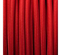 2M Vintage 3 Core Round Cable Fabric Cloth Covered Electrical Wire, 6.5ft 3 Conductors 18 Gauge Textile Electric Cable Hemp Wire Coated in Colored Vintage for Lighting DIY Project (Red)
