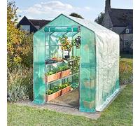 2m Walk in Greenhouse with Steel Frame Marco Paul Green One Size