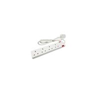 (2M, White) 4 Way Socket with Cable 3G1.25, with Indicate Light, Child-Resistant Sockets