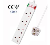 (2M, White) 4 Way Socket with Cable 3G1.25, with Power Indicater, , Child-Resistant Sockets, Surge Indicator