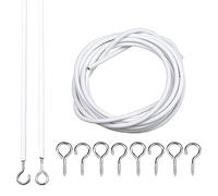 2M White Curtain Wire Cord Cable with Free Hook and Eye Fittings Net Curtain Kit 2 Meter Curtain Rail Wire Cord with Hooks for Window Curtain Hanging Net Curtains & Pictures.