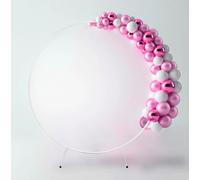 2m White Metal Moongate Wedding Arch Frame w/ Balloons, Flowers Decorations