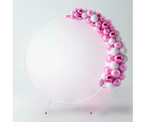 2m White Metal Moongate Wedding Arch Frame w/ Balloons, Flowers Decorations