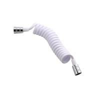 2m White PU Spring Shower Hose with Handheld Nozzle for Wash Basins | Telescopic Tubing, Leak-resistant Connection, Automatically Shrinks after Use, Suitable for Faucet Mixers and Compact