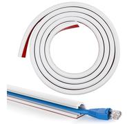 2M White Self-Adhesive Cable Management,Silicone Cable Trunking Cable Tidy Hider for 1 Cords Flexible Wire Covers Hider For Cables,Suitable for Wall, Floor & Ceiling Cables Management