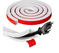 2M White Silicone Cable Trunking for 1 Cord, Wire Hider for Wall Cables | Flexible Self-Adhesive Cable Cover, Extension Cord Hider, Cable Management Raceway for Wall Mounted TV, Home & Office