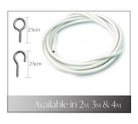 (2M With 8 Hooks And Eyes, Pack Of 1) White Curtain Wire Net Cord Cable with Hooks &Eyes