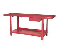 2m x 0.65m Steel Workbench & Locked Draw - Bottom Shelf Storage - Work Station