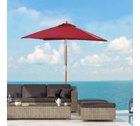 2m x 1.5m Patio Umbrella Market Parasol Outdoor Sunshade w/ 6 Ribs Wooden Pole Outsunny Red One Size