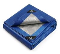 2m x 2.5m Blue-Silver Reversible Heavy Duty Waterproof Tarpaulin, Reinforced Grommets Every 50cm, UV/Tear Resistant PE Tarp Sheet for Outdoor Camping Garden Furniture Cover