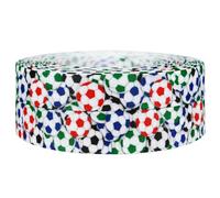 2M X 22MM Black, Red & Blue, Green Football Personalised Birthday Cake Decoration Ribbon & Decorating Ideas for Present Gift Wrap Bows Toppers or Wrapping for Bags Box Balloon String Cards