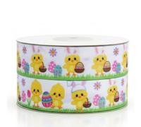 2m x 22mm Cute Easter Chick & Bunny for Personalised Easter Cake Decoration Ribbon Decorating Ideas for Personalised Bonnets Presents Gift Wrap Baskets Cards Craft Art Toppers Wrapping Bows
