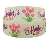 2m x 22mm Happy Mothers Day Grosgrain Ribbon for Birthday CAKE'S, Wedding Cakes, Gift WRAP Wrapping Mothers Day
