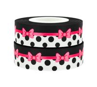 2m X 22mm Minnie Mouse Pink and White Grosgrain Ribbon for Baby Girl Cake Topper, Baby Shower Cake Decorations Girl, Birthday Cakes, Wedding Cakes, Gift Wrap and Craft Projects