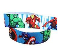 2m x 22mm Wide Blue Superhero for Personalised Birthday Cake Decoration Ribbon Decorating Ideas for Present Gift Wrap Bows Toppers or Wrapping Box Bags String Cards Art Craft