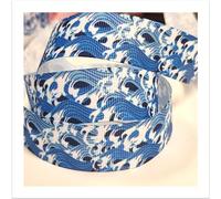2m x 25mm Wide Japanese Great Wave Off Kanagawa Inspired Grosgrain Ribbon Birthday Cake Decoration Decorating Ideas Present Gift Wrap Bows Cards Art Craft Toppers. UK Seller