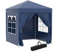 2m x 2m Garden Pop Up Gazebo Marquee Party Tent Wedding Awning Canopy New With free Carrying Case Blue + Removable 2 Walls 2 Windows
