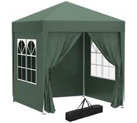 2m x 2m Garden Pop Up Gazebo Marquee Party Tent Wedding Awning Canopy New With free Carrying Case Green + Removable 2 Walls 2 Windows