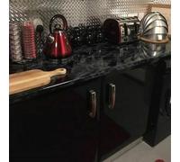 2m x 67.5cm BLACK GLOSS VINYL FILM WRAP STICKY BACK PLASTIC SELF ADHESIVE FABLON