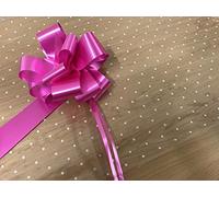 2m x 80cm White Dot Cellophane Wrap (folded). Including 1 x (Cerise Pink) 50mm Pull Bow. Florist Quality / Bouquet / Gift / Basket Wrapping. (Cerise Pink)