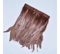 2Meters Colored Rooster Tail Coque Feather Trim Tassel Fringe Ribbon Needlework Tape Pheasant Cock Feathers Trimmings Sewing DIY-Dark Brown-20-25CM 8-10inch
