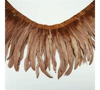 2meters Rooster Tail Feather Trims Needlework Accessories Colored Plume Fringes Sewing Carnival Feathers DIY Holiday Decorations-Dark Brown-20-25CM 8-10inch