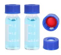 2ML Autosampler Vials, HPLC Vial, 9-425 Glass Vial, Screw Caps, Writing Patch, Graduation, Red PTFE and White Silicone Septa. (Clear, 100Pcs)