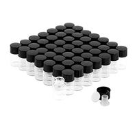 2ml Clear Glass Vials with Screw Caps and Plastic Stoppers, 1/2 Dram Small Liquid Sample Vial, Leak-Proof Vial, 50PCS