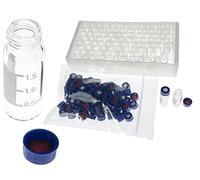 2ml HPLC Vials, Lab Autosampler Vials, 9-425 Clear Vial with Writing Area and Graduations, Screw Cap, Red PTFE and White Silicone Septa, 100 Pcs/Pack (Clear)