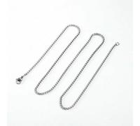 2MM 2.5MM 3.0mM Box Chains Stainless Steel Necklace DIY Long Necklaces Jewelry for Women Men Statement 45CM-75CM-SILVER-2MM-65CM