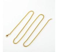 2MM 2.5MM 3.0mM Box Chains Stainless Steel Necklace DIY Long Necklaces Jewelry for Women Men Statement 45CM-75CM-GOLD-2.5MM-60CM