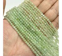 2mm 3.0mm 4.0mm Natural Stone Beads Faceted Green Malachite Turquoises Agates Quartz Spacer Beads for Jewelry Making DIY Accessries-Prehnite-2mm About 180pcs