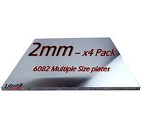 2mm Aluminium Sheet Plate - 6082-T6 Grade - (100-100-2mm-4Pk)