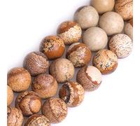 2mm Big Hole Beads for Jewelry Making 15" Strand Natural Picture Jasper Stone Round Semi Precious 12mm Chakras Beads Khaki Yellow