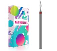 2mm Flame Shape Cuticle Clean Nail Drill Bit 3/32'', Professional Safety Carbide Diamond Under Nail Cleaner for Cuticle Dead Skin Nail Prepare, Two Way Rotate, Manicure Salon Supply (Sliver, Fine)