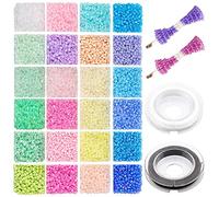 2mm Glass Seed Beads for Bracelet Making Kit,7200pcs 11/0 Pastel Colours Small Pony Tiny Beads for Embroidery Necklaces Earrings Crafting, Jewellery Making Kit
