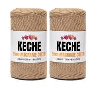 2mm Macrame Cord, Cotton Cord for Wall Hangings, Plant Hangers & DIY Crafts 273 Yards 8.8 oz 2 Pcs - Light Tan