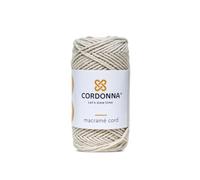 2mm Macrame Cord Cotton with 25 Threads | 100m Twisted Macrame Twine for Crafts | Colored Cotton Rope String for Crafts, Wall Hanging and Plant Hangers | Macrame Supplies | Cordonna | Light Beige
