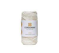 2mm Macrame Cord Cotton with 25 Threads | 100m Twisted Macrame Twine for Crafts | Colored Cotton Rope String for Crafts, Wall Hanging and Plant Hangers | Macrame Supplies | Cordonna | Ecru