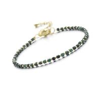 2MM Natural Stone Faceted Cubes And Seed Beads Bracelet With Brass Clasp For Daily Wear Birthday Stone Gift Women,Malachite
