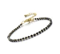 2MM Natural Stone Faceted Cubes And Seed Beads Bracelet With Brass Clasp For Daily Wear Birthday Stone Gift Women,Black Spinel