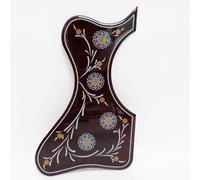 2mm Red Tortoise Acoustic Guitar Pickguard Self Adhesive Floral Scratch Plate Compatible with EJ200 Style Jumbo Folk Guitar 40-41 Inch Guitar Scratch Plate (Left Handed)