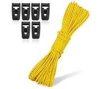 2mm Reflective Tent Guy Ropes - UHMWPE Camping Guide Rope,12M Camping Cord Paracord,Guy Line with Tensioner for Outdoor Camping Hiking Awning Tents (Yellow, 12m)