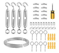 2mm Rope Kit, 20M Stainless Steel PVC Coated Metal Cable With Turnbuckle Tensioner for Garden Climbing Plants, Fence, Picture, Clothes Line, Light Hanging