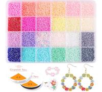 2mm Seed Beads for Bracelet Making Kit, 12000pcs 12/0 Glass Mini Pastel Beads for Jewellery, Friendship Bracelets, DIY Necklaces, Earrings, Crafting and Gifts